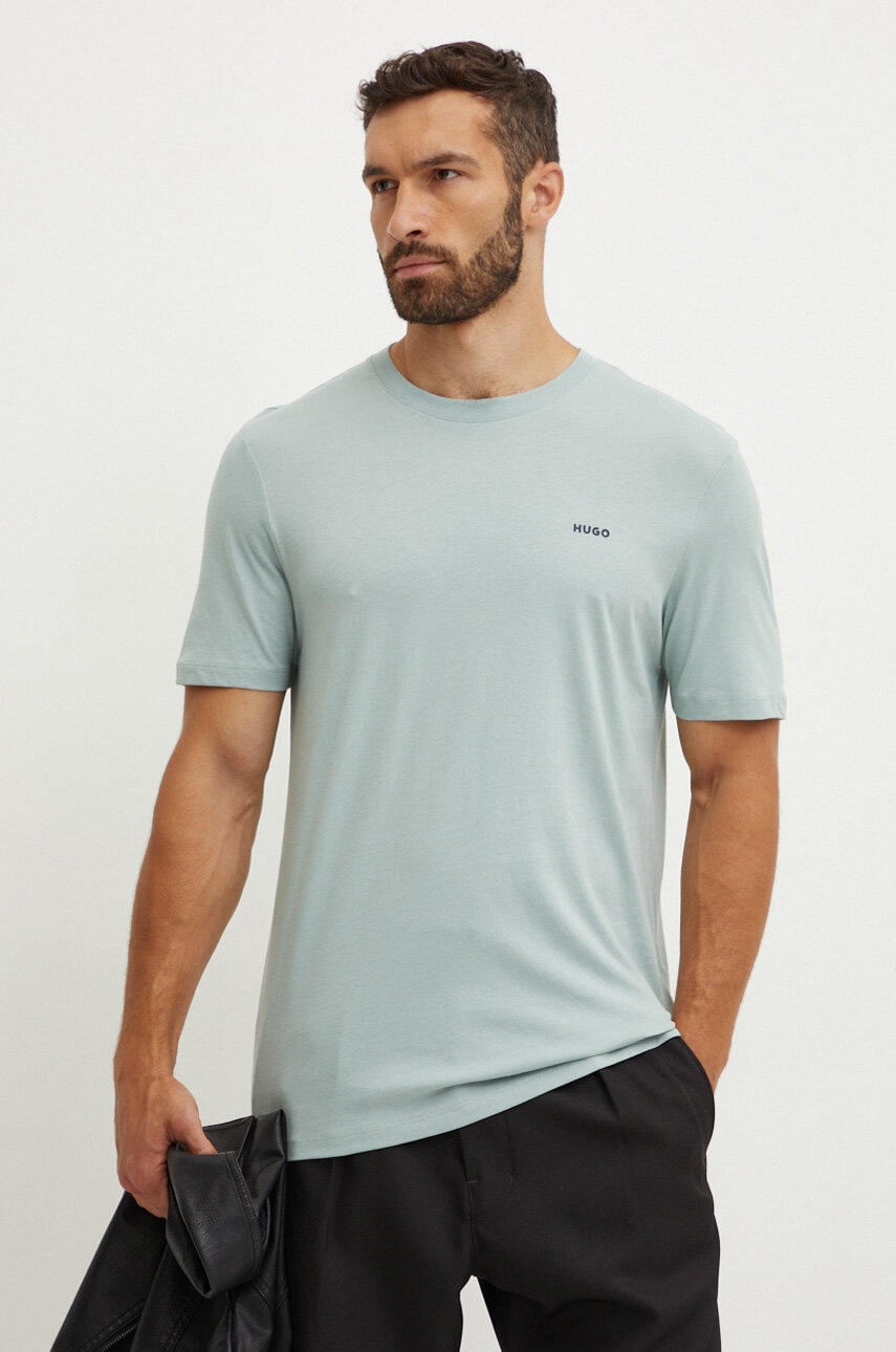 HUGO tricou din bumbac barbati, culoarea gri, neted, 50466158
