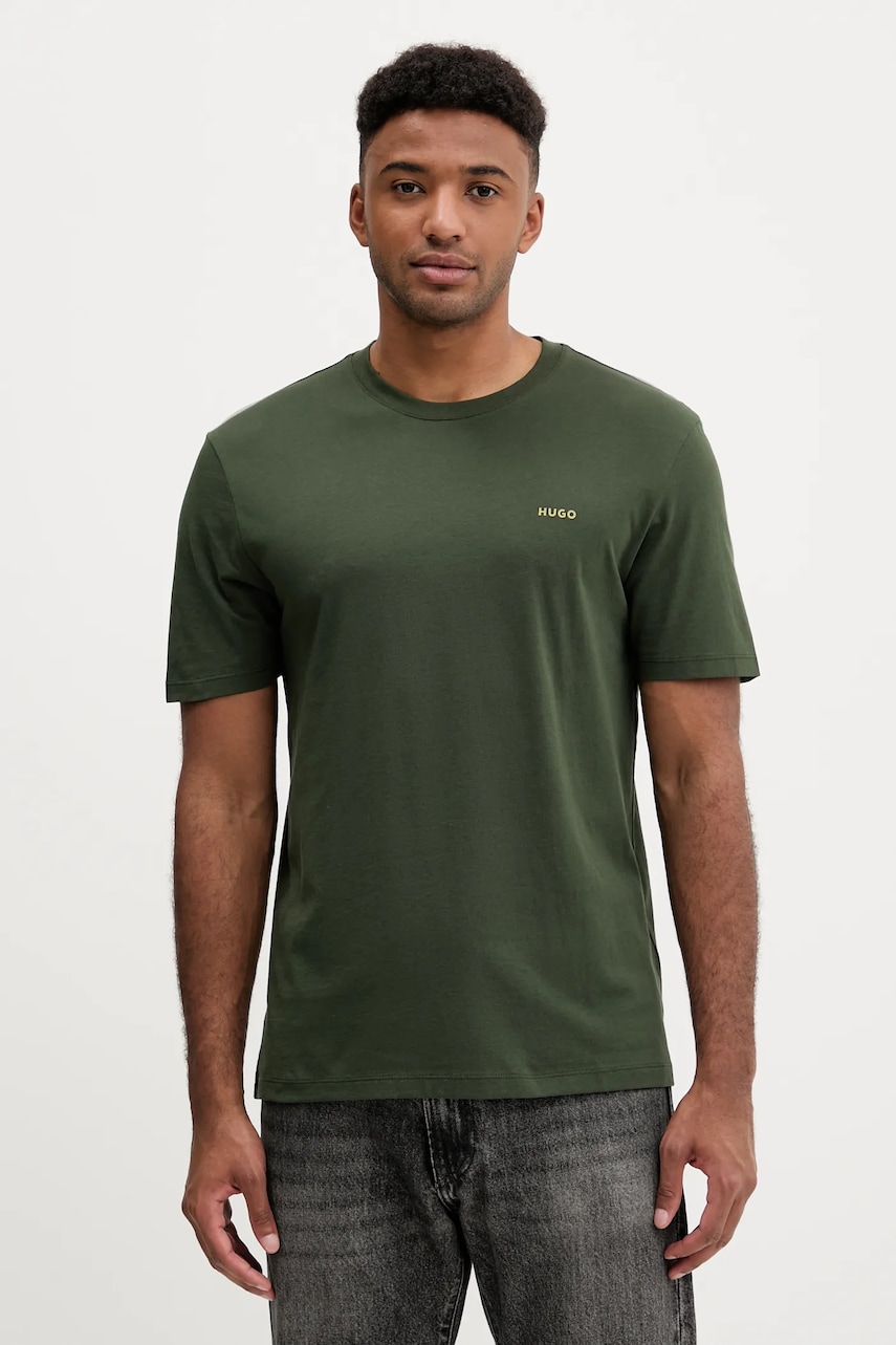 HUGO tricou din bumbac culoarea bej, uni, 50466158