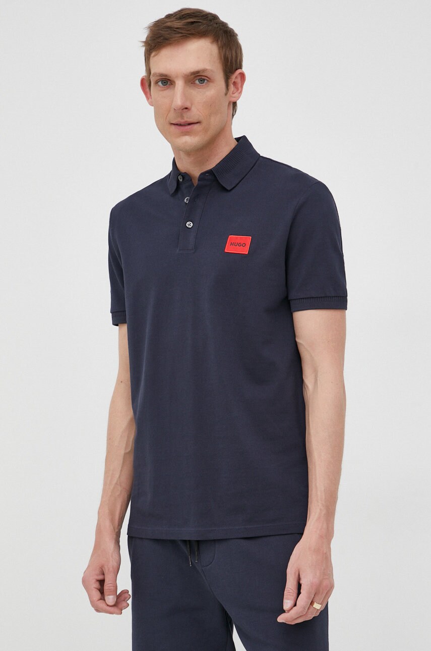 Levně Bavlněné polo tričko Hugo tmavomodrá barva, s aplikací, 50466202
