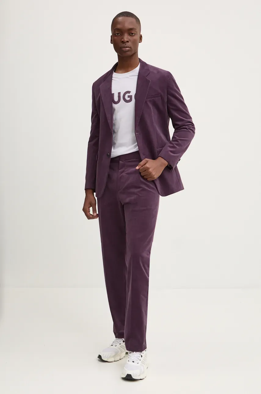 Хлопковая футболка HUGO мужская цвет фиолетовый с принтом 50467556 Хлопковая футболка HUGO мужская цвет фиолетовый с принтом 50467556