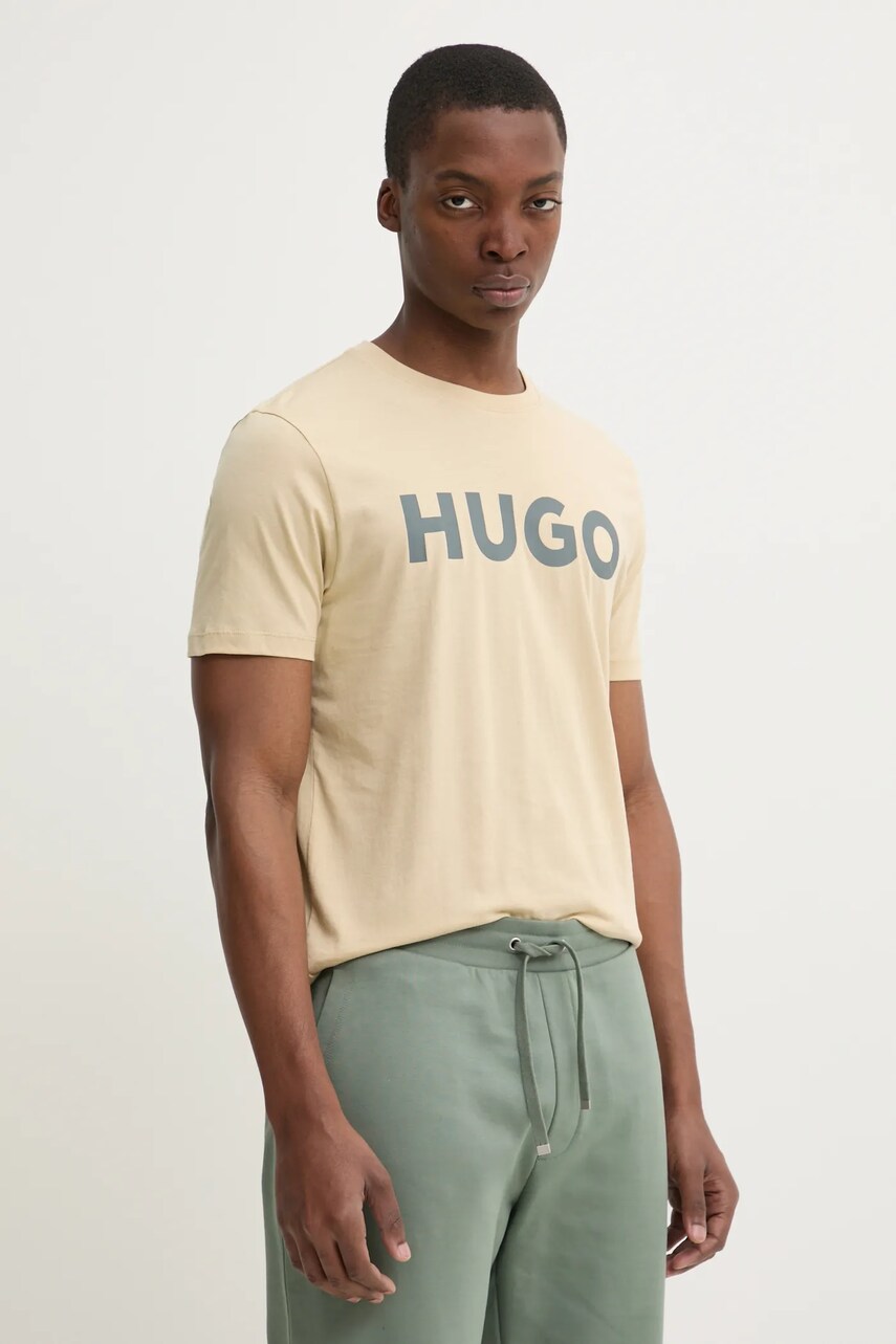HUGO tricou din bumbac barbati, culoarea negru, cu imprimeu, 50467556
