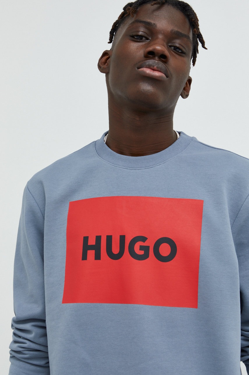 

Памучен суичър HUGO с принт, Син