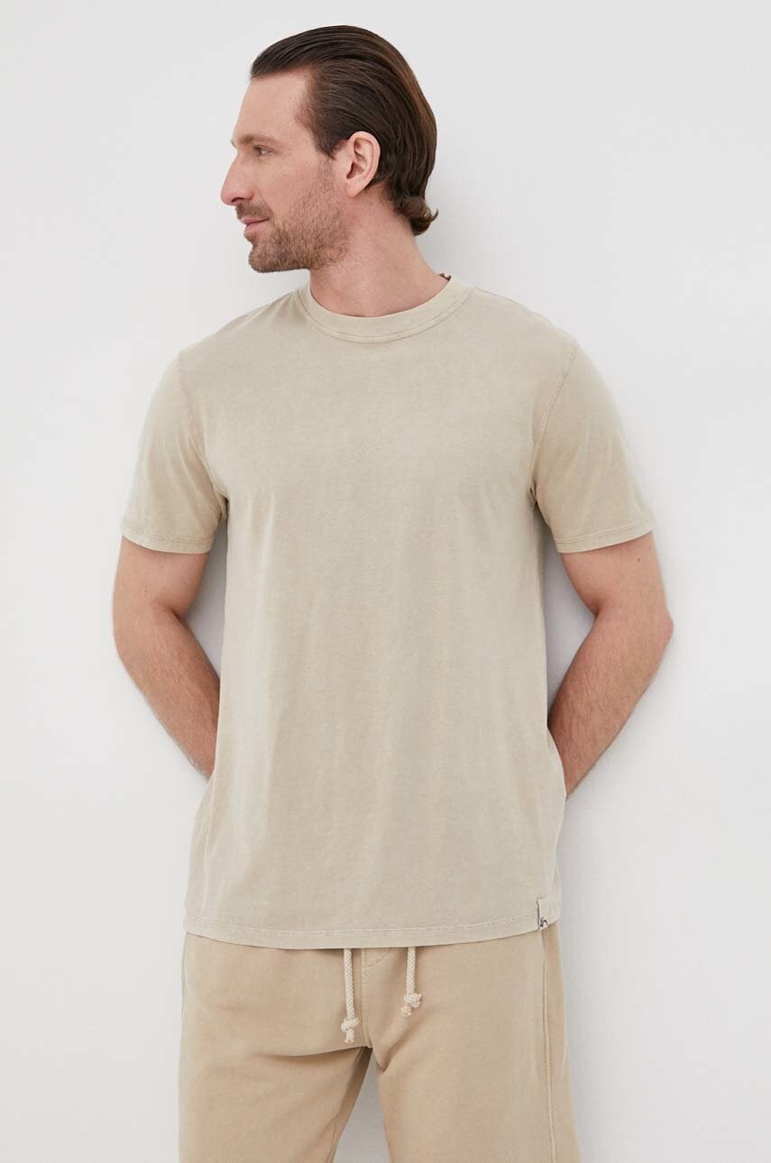 United colors of benetton tricou din bumbac culoarea bej, neted