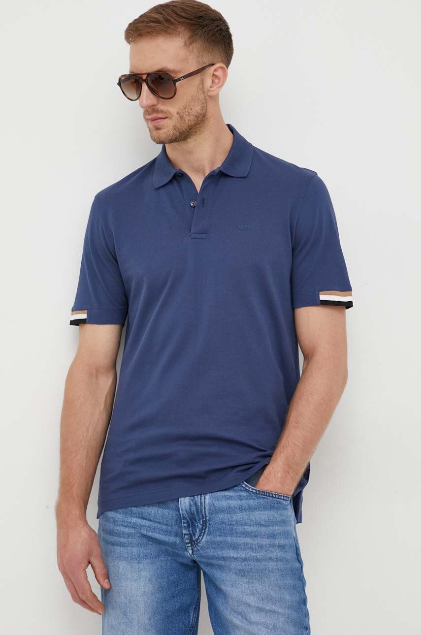 Bavlněné polo tričko BOSS fialová barva - námořnická modř - Hlavní materiál: 100 % Bavlna Jiné 