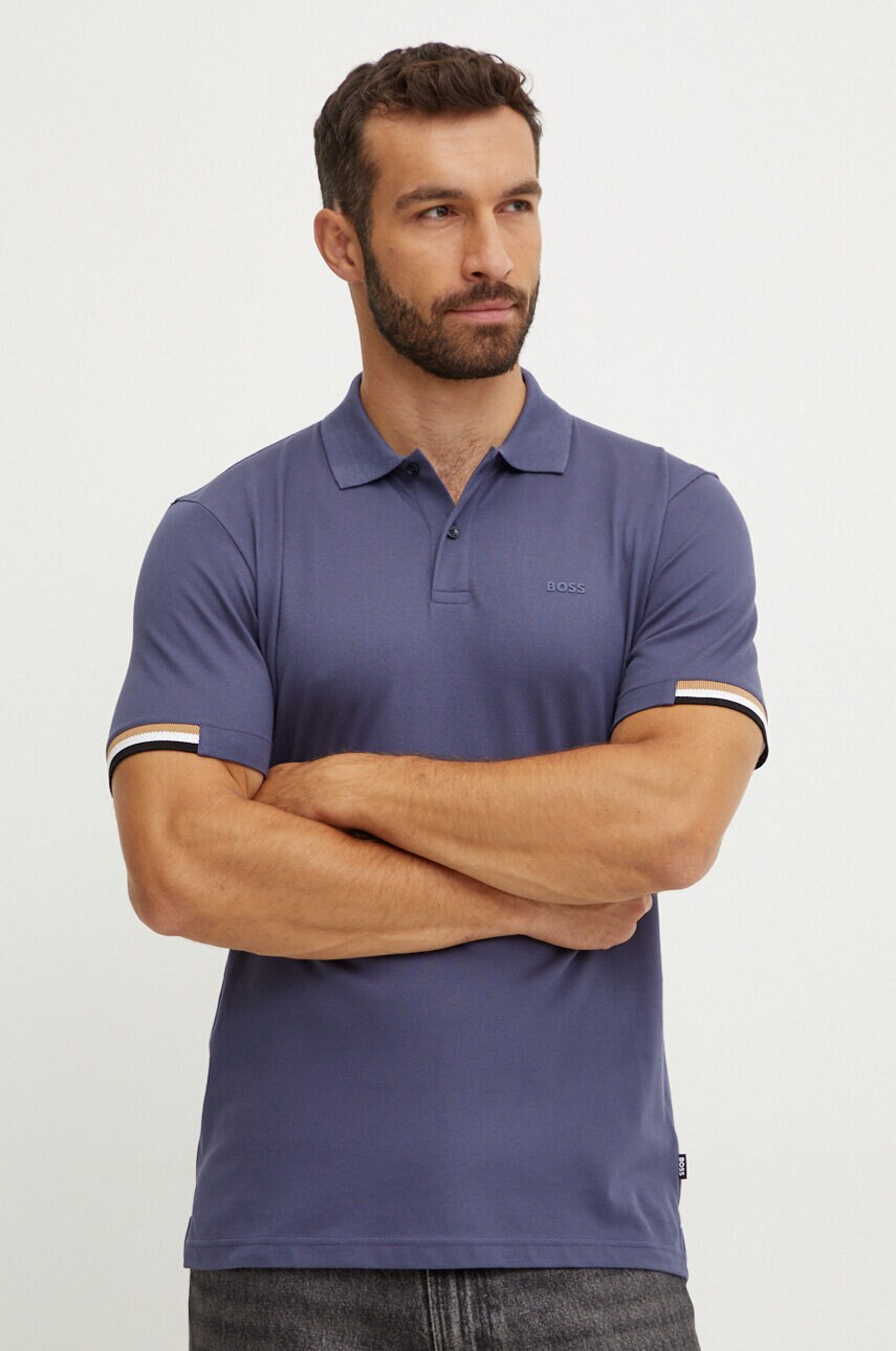 BOSS polo de bumbac neted