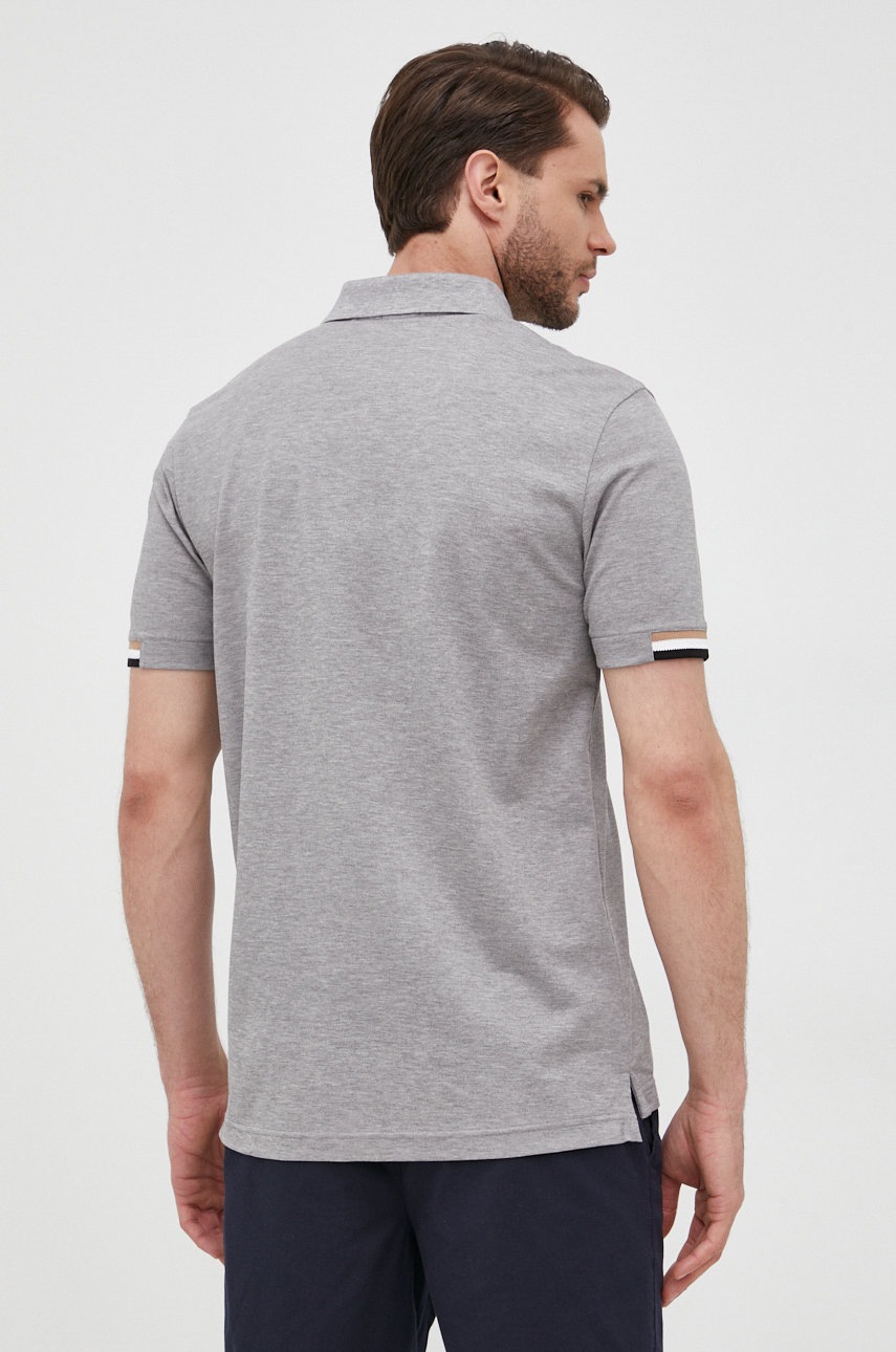 Βαμβακερό μπλουζάκι πόλο BOSS χρώμα: γκρι φωτογραφία