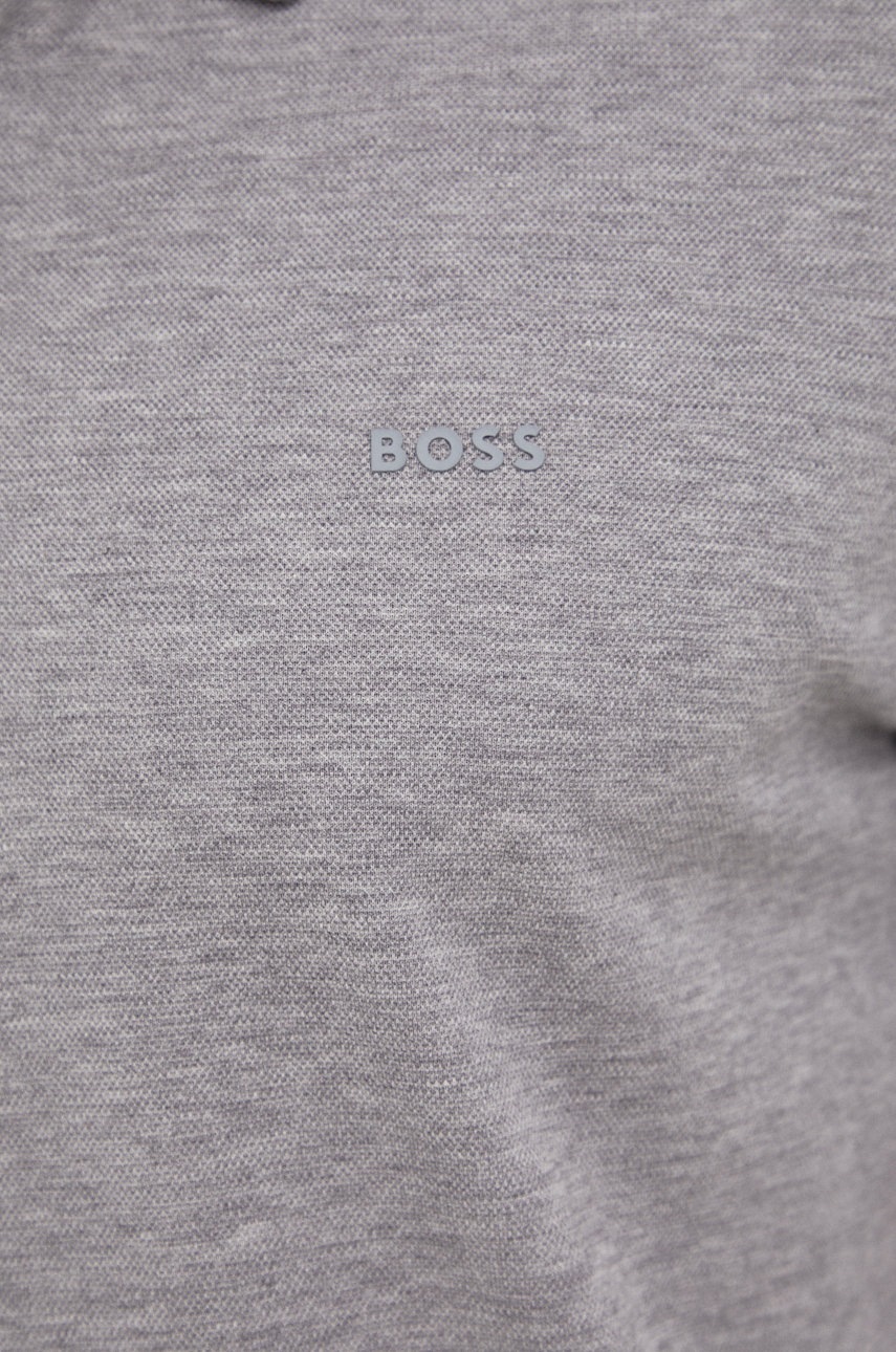 Βαμβακερό μπλουζάκι πόλο BOSS χρώμα: γκρι φωτογραφία