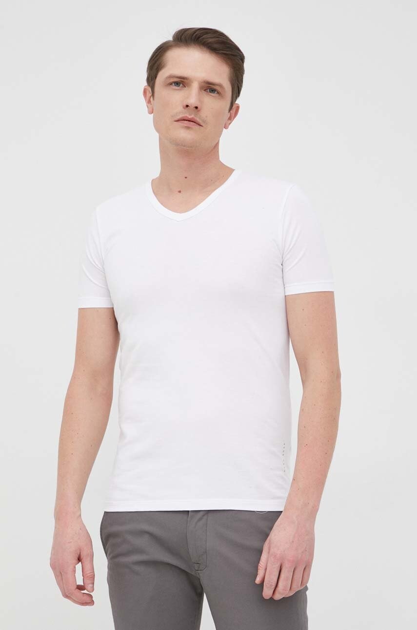 Boss tricou (2-pack) barbati, culoarea alb, neted