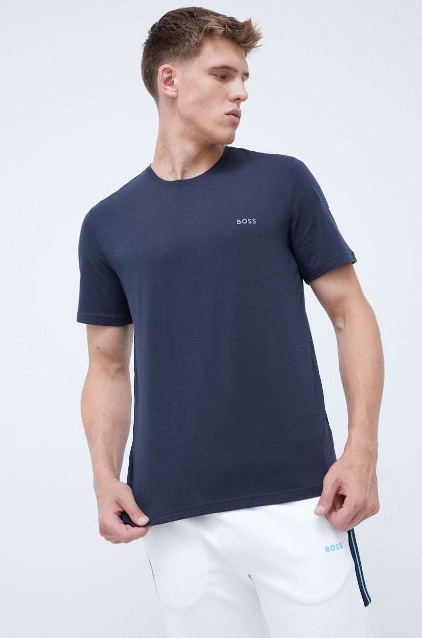 Pyžamové tričko BOSS tmavomodrá barva, s aplikací - námořnická modř -  95% Bavlna