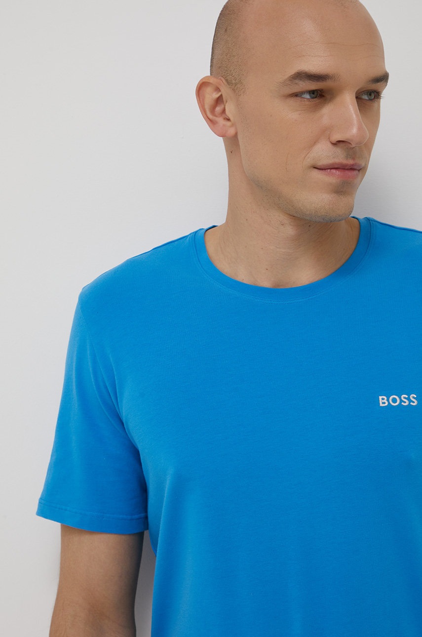 

Тениска BOSS мъжки с изчистен дизайн, Син