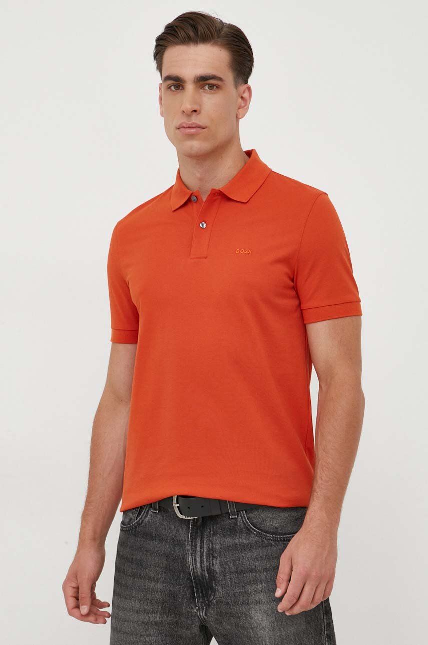 Levně Bavlněné polo tričko BOSS oranžová barva, 50468301