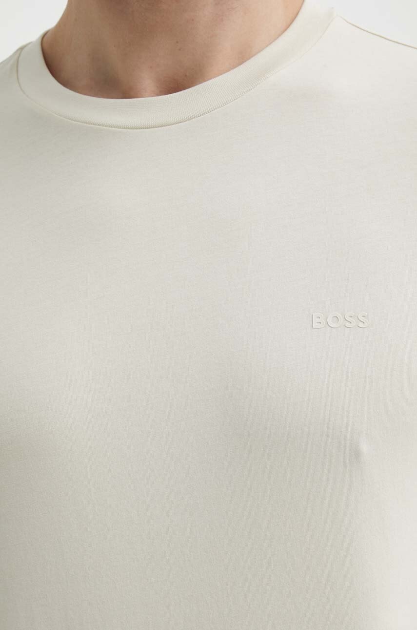 Βαμβακερό μπλουζάκι BOSS ανδρικό, χρώμα: μπεζ, 50468347 φωτογραφία