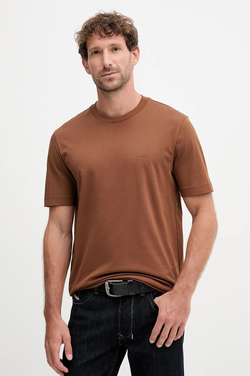 BOSS tricou din bumbac culoarea verde, uni, 50468347