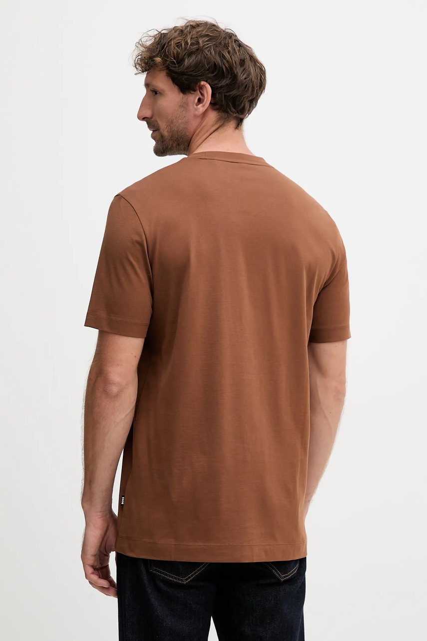 Хлопковая футболка BOSS цвет зелёный однотонная 50468347