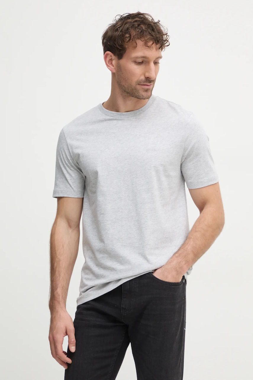 BOSS tricou din bumbac barbati, culoarea gri, neted, 50468347