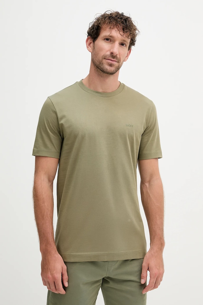 BOSS tricou din bumbac culoarea verde, uni, 50468347