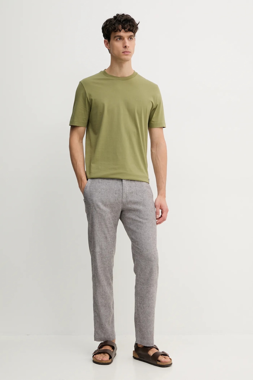 Хлопковая футболка BOSS цвет зеленый 50468347 Хлопковая футболка BOSS цвет зеленый 50468347