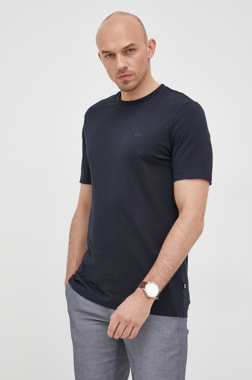 BOSS tricou din bumbac bărbați, culoarea bleumarin, uni 50468347