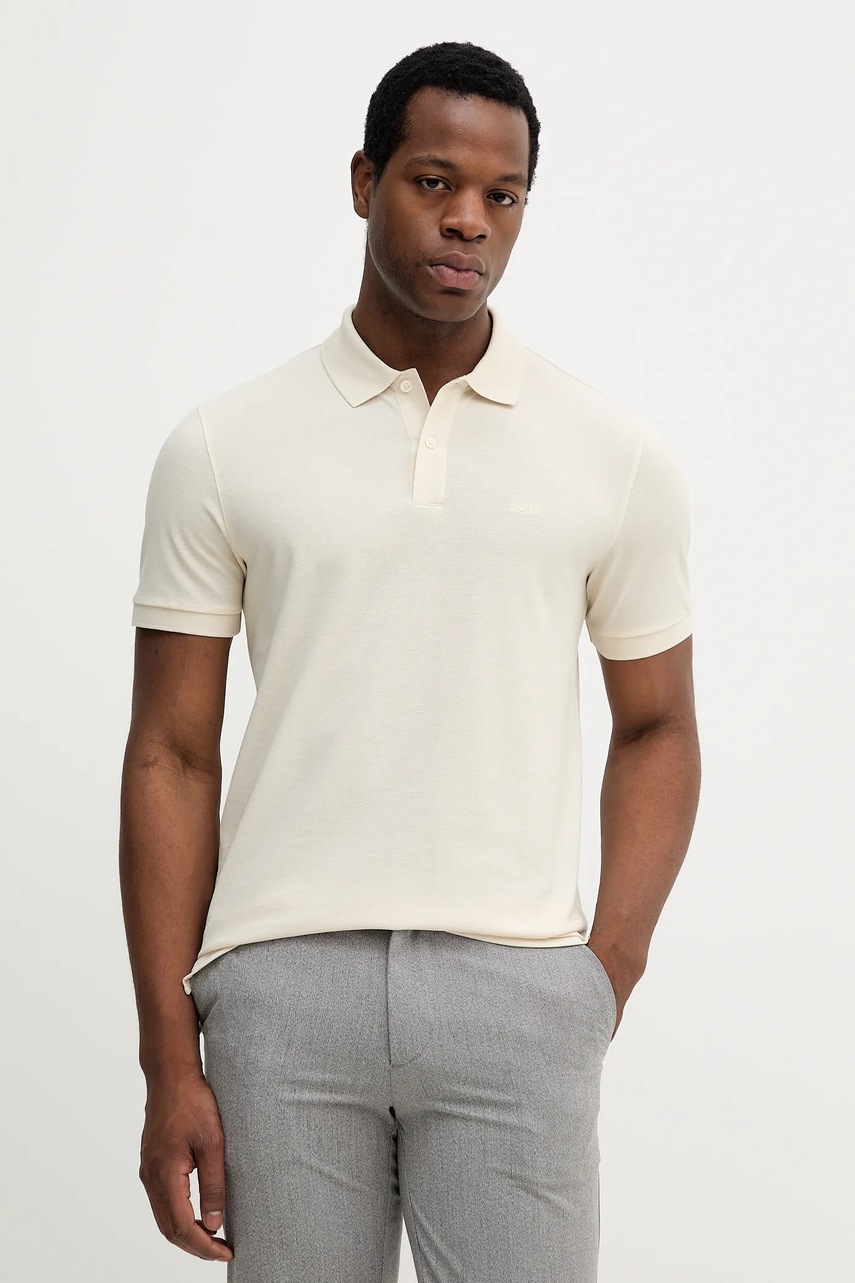 BOSS polo de bumbac culoarea negru, uni, 50468362