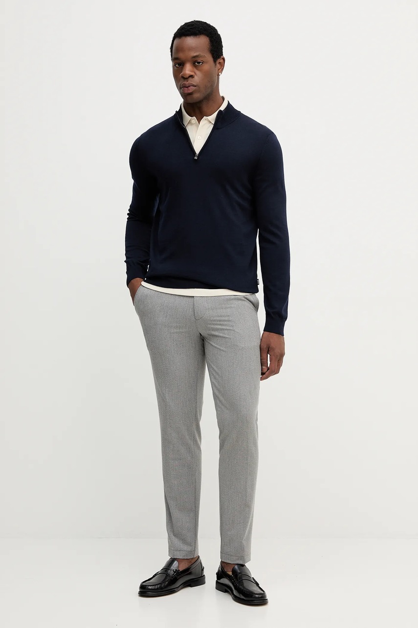 Хлопковое поло BOSS цвет чёрный однотонное 50468362