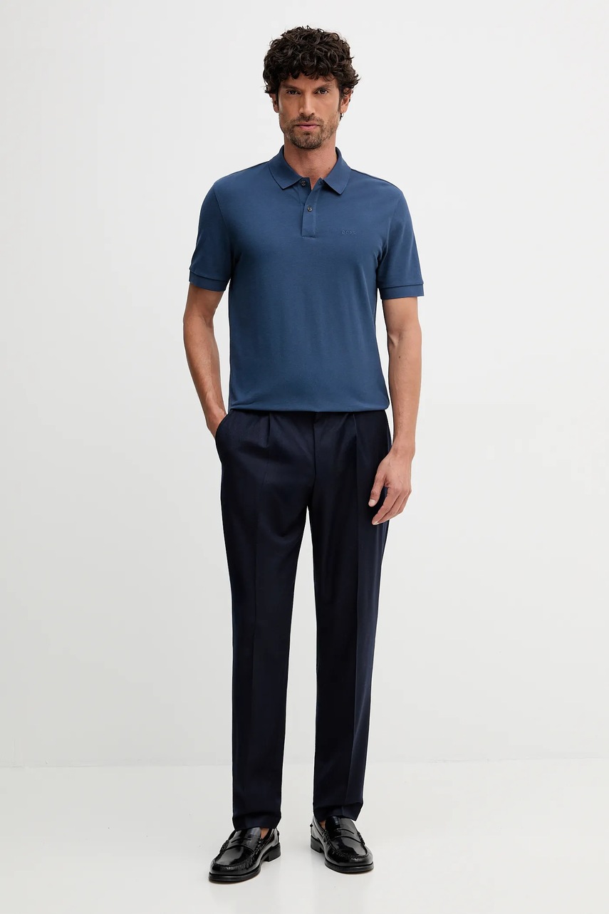 Хлопковое поло BOSS цвет чёрный однотонное 50468362