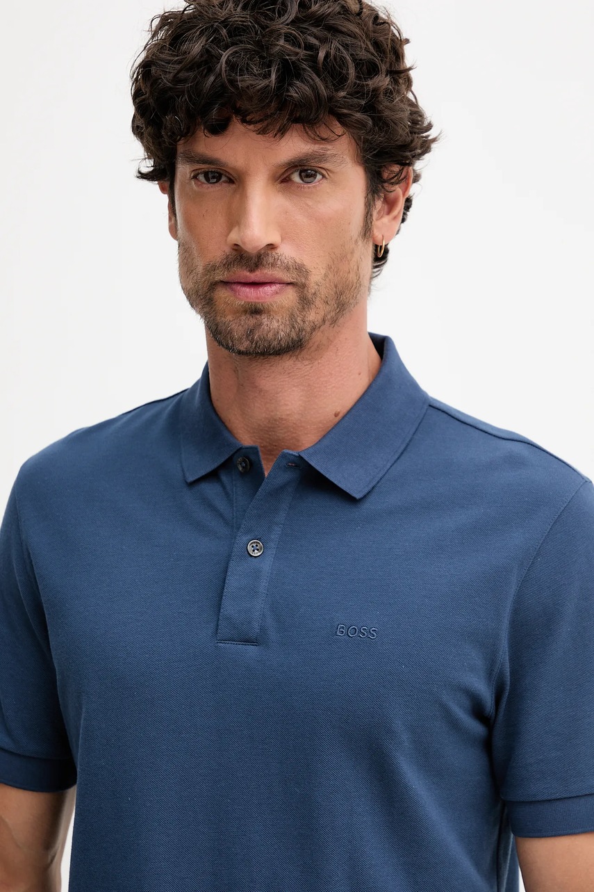 Βαμβακερό μπλουζάκι πόλο BOSS χρώμα: μαύρο, 50468362 φωτογραφία