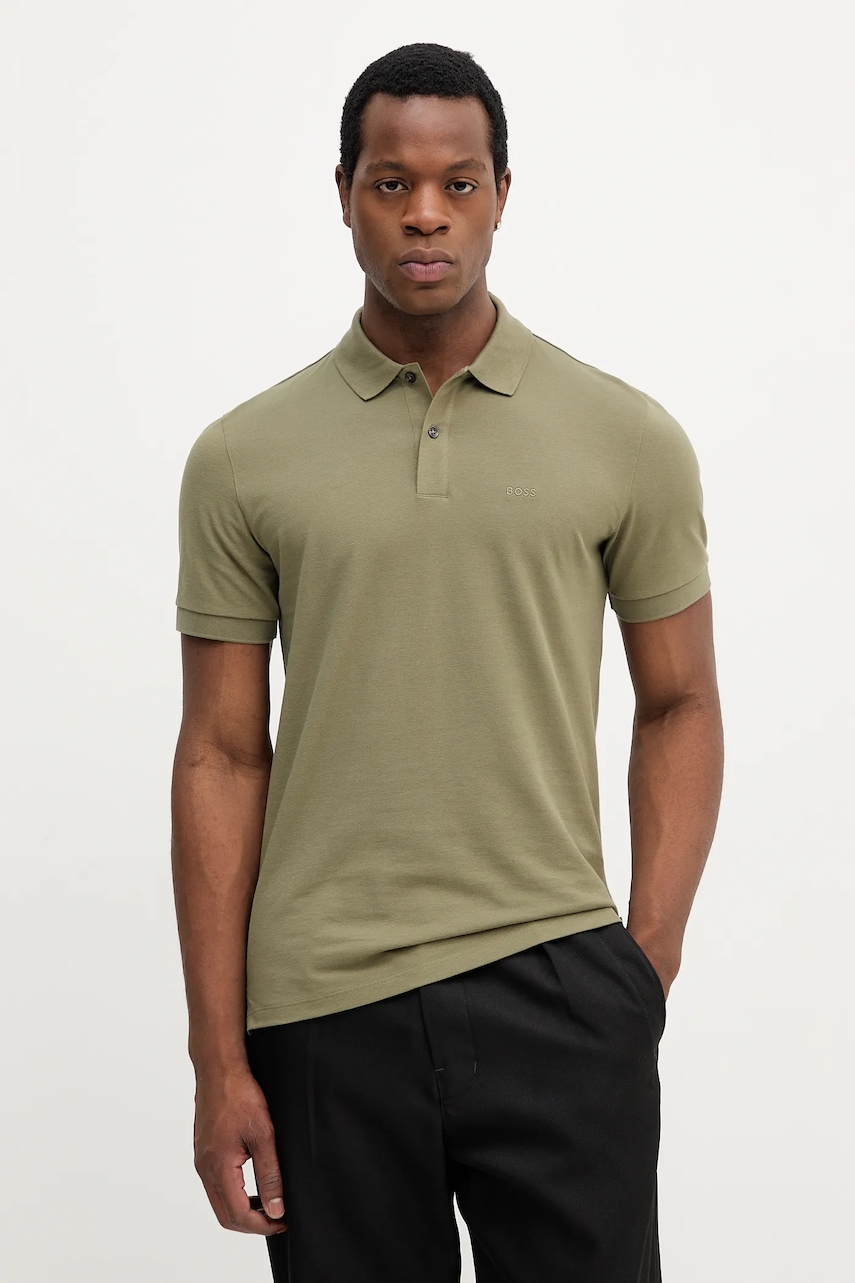 Levně Bavlněné polo tričko BOSS černá barva, 50468362