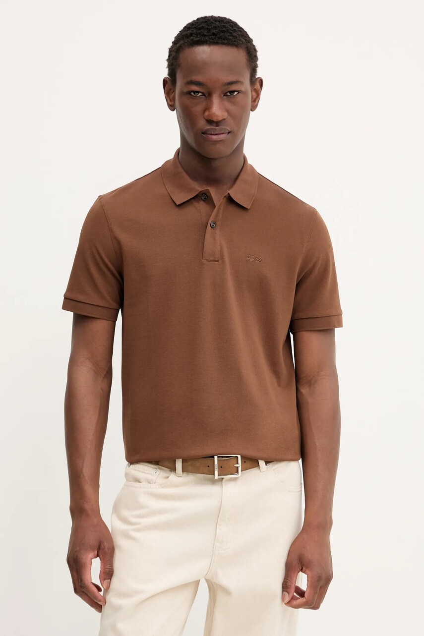Levně Bavlněné polo tričko BOSS černá barva, 50468362