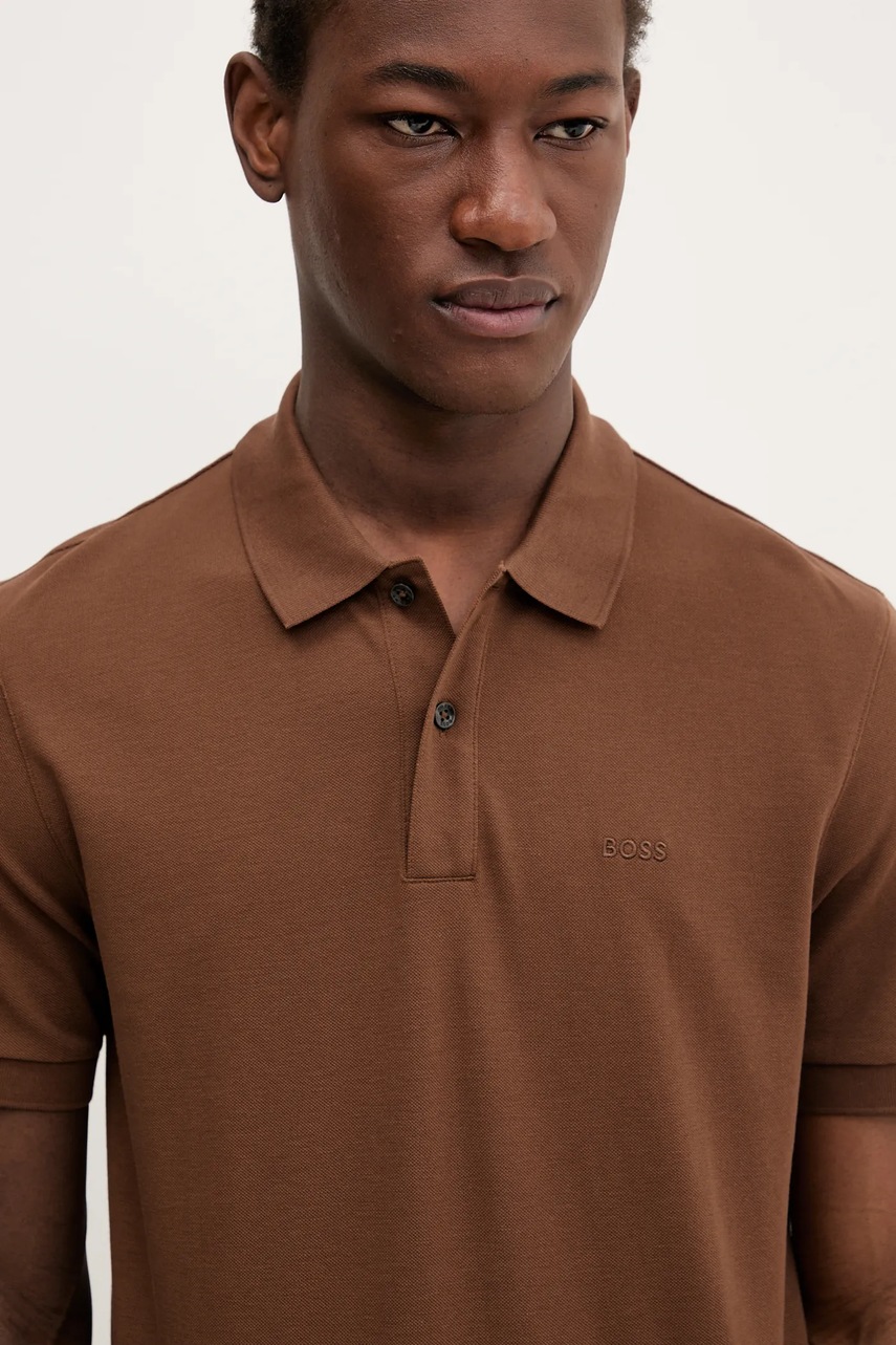 Βαμβακερό μπλουζάκι πόλο BOSS χρώμα: μαύρο, 50468362 φωτογραφία