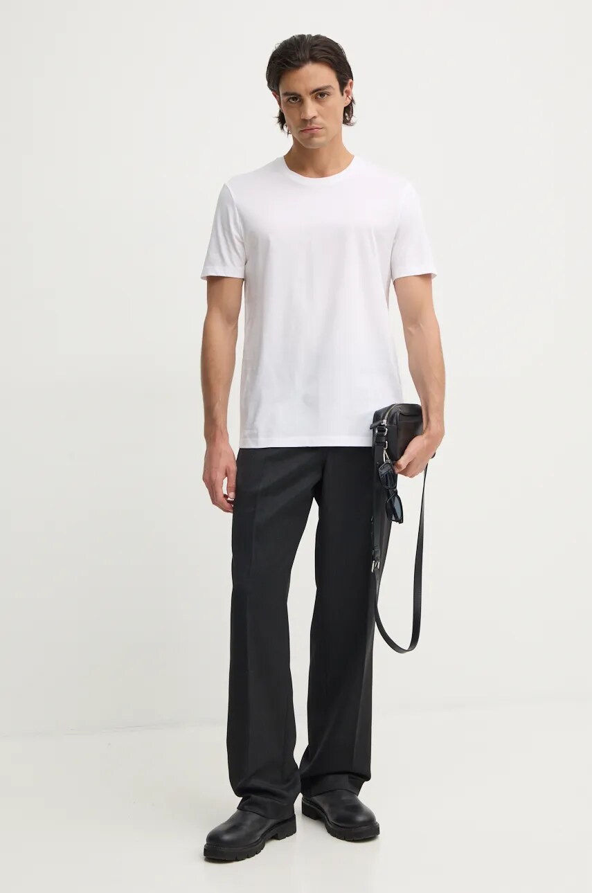 BOSS tricou din bumbac barbati, culoarea alb, neted
