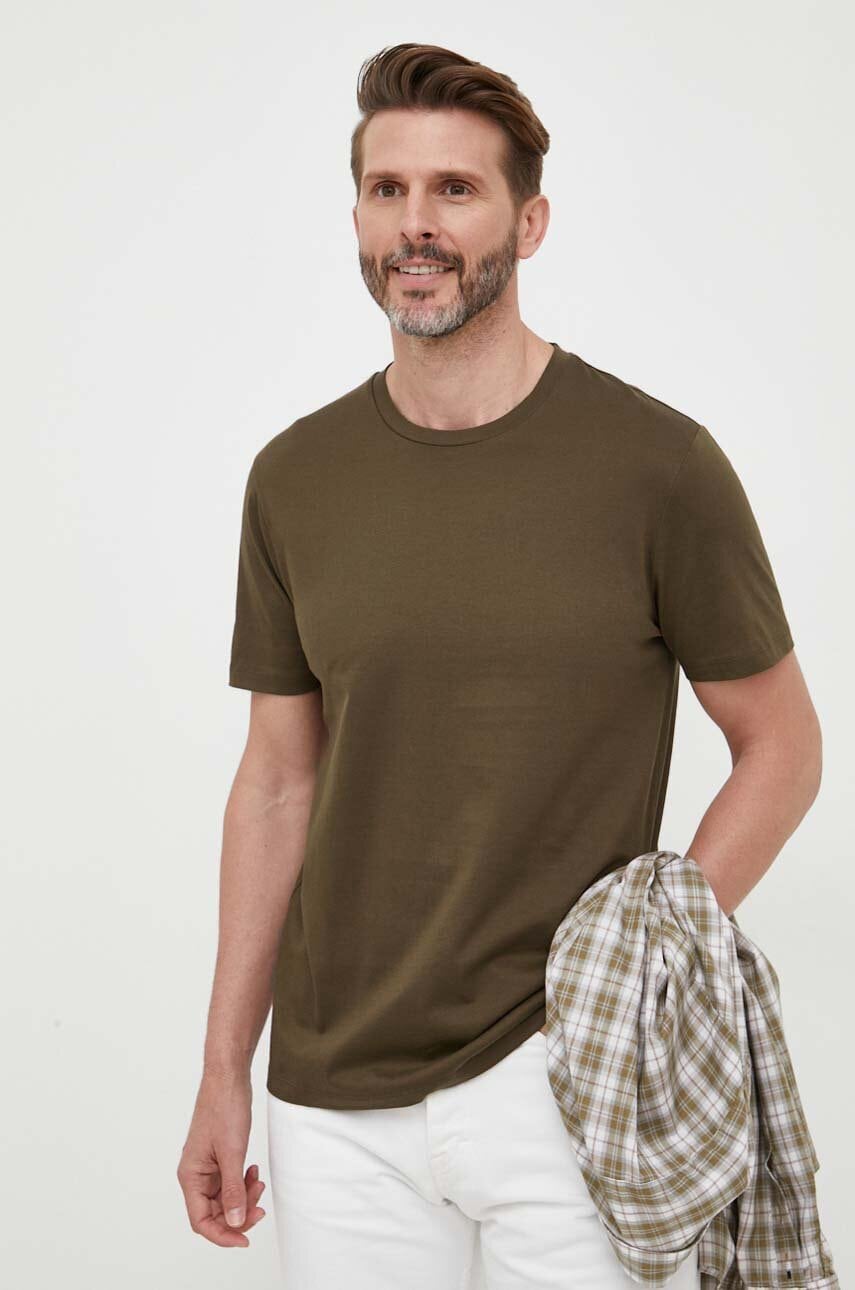 Boss Tricou Din Bumbac Culoarea Verde, Neted