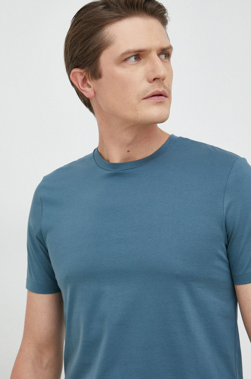Bavlněné tričko BOSS tmavomodrá barva - námořnická modř
