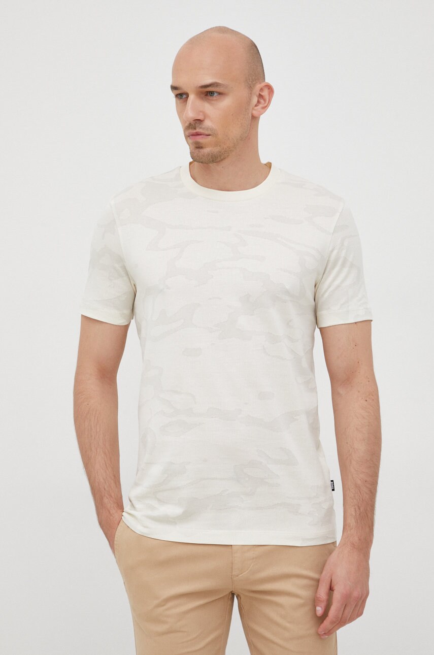 Boss tricou din bumbac culoarea gri, modelator