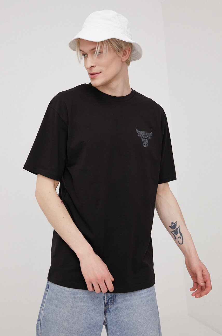 New era tricou din bumbac culoarea negru, neted