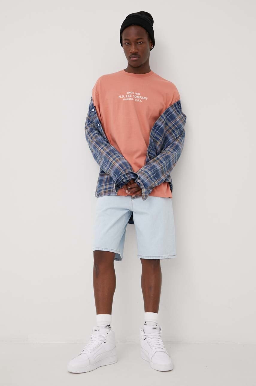 Lee tricou din bumbac culoarea portocaliu, cu imprimeu
