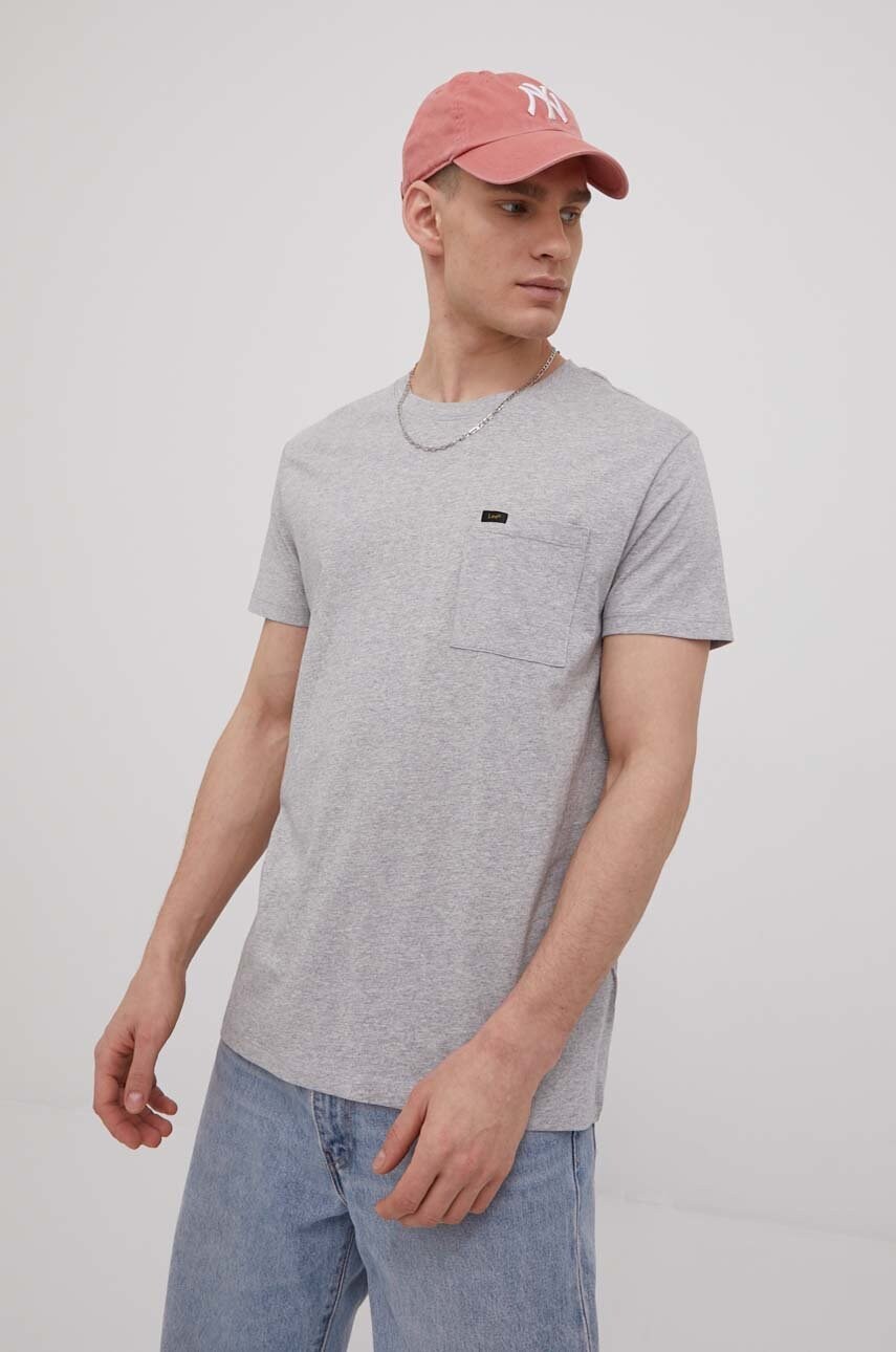 Lee tricou din bumbac culoarea gri, melanj
