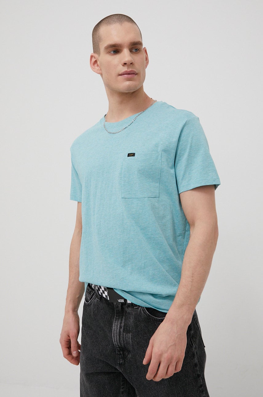 Lee tricou din bumbac culoarea turcoaz