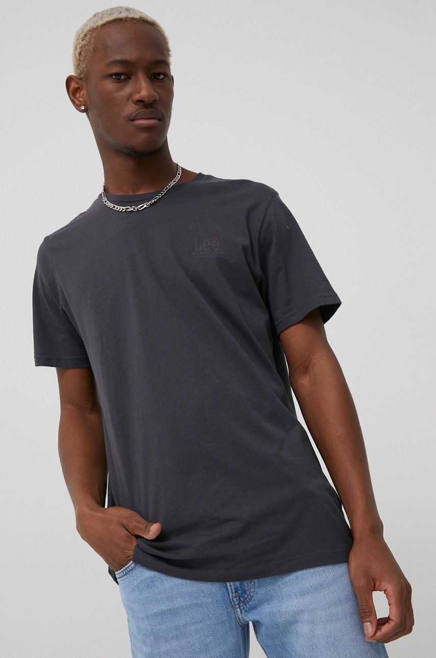 Lee tricou din bumbac culoarea gri, cu imprimeu 2023 ❤️ Pret Super answear imagine noua 2022