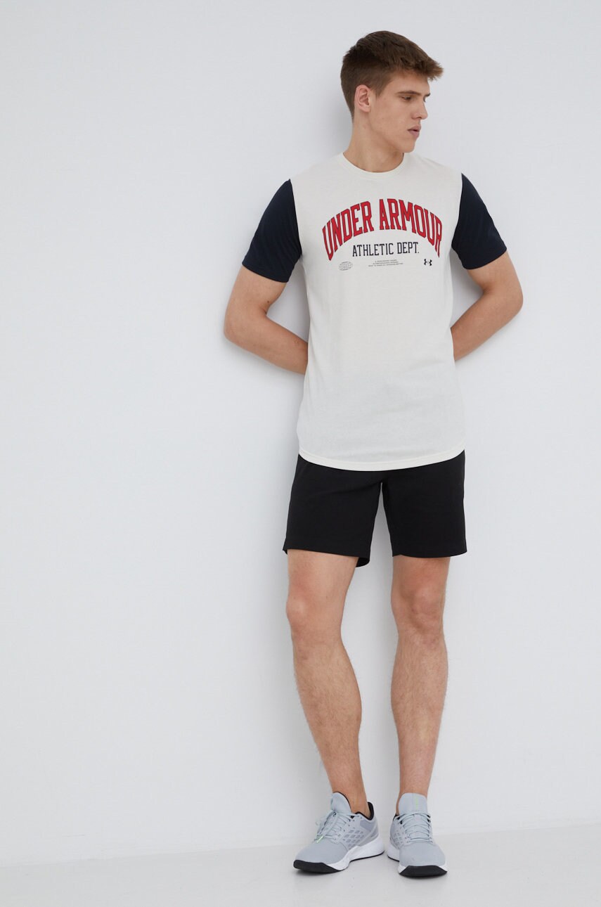Under armour tricou 1370515 barbati, culoarea bej, cu imprimeu