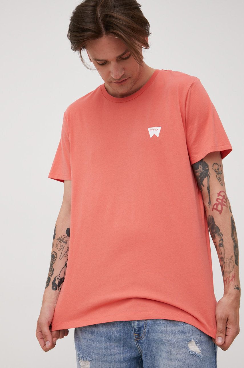 Wrangler tricou din bumbac culoarea portocaliu, neted answear.ro imagine noua