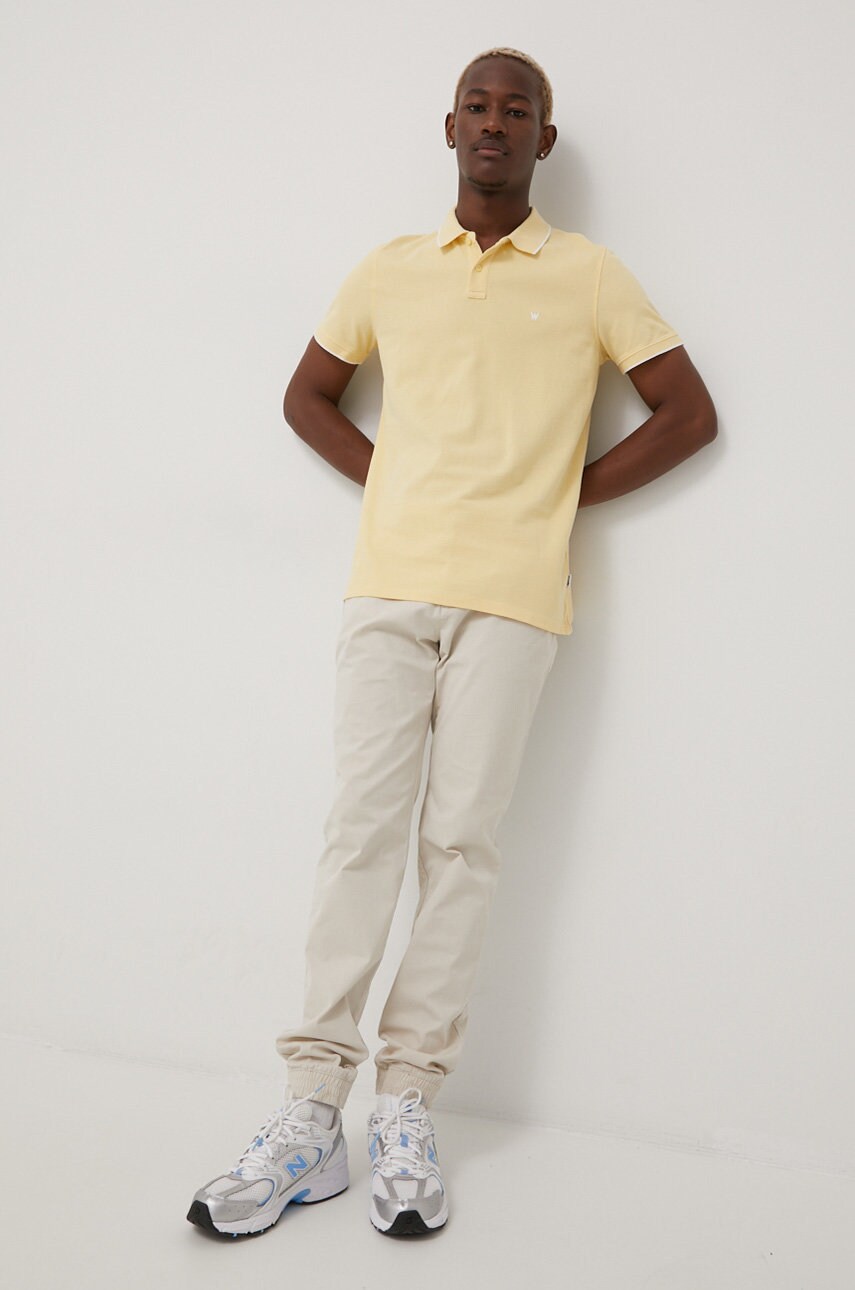 Wrangler polo de bumbac culoarea bej, neted
