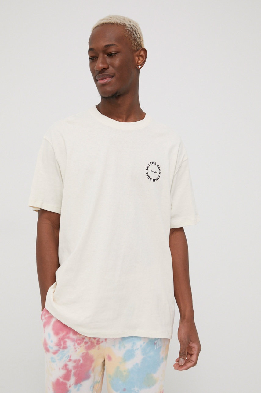 Wrangler tricou din bumbac culoarea bej, cu imprimeu