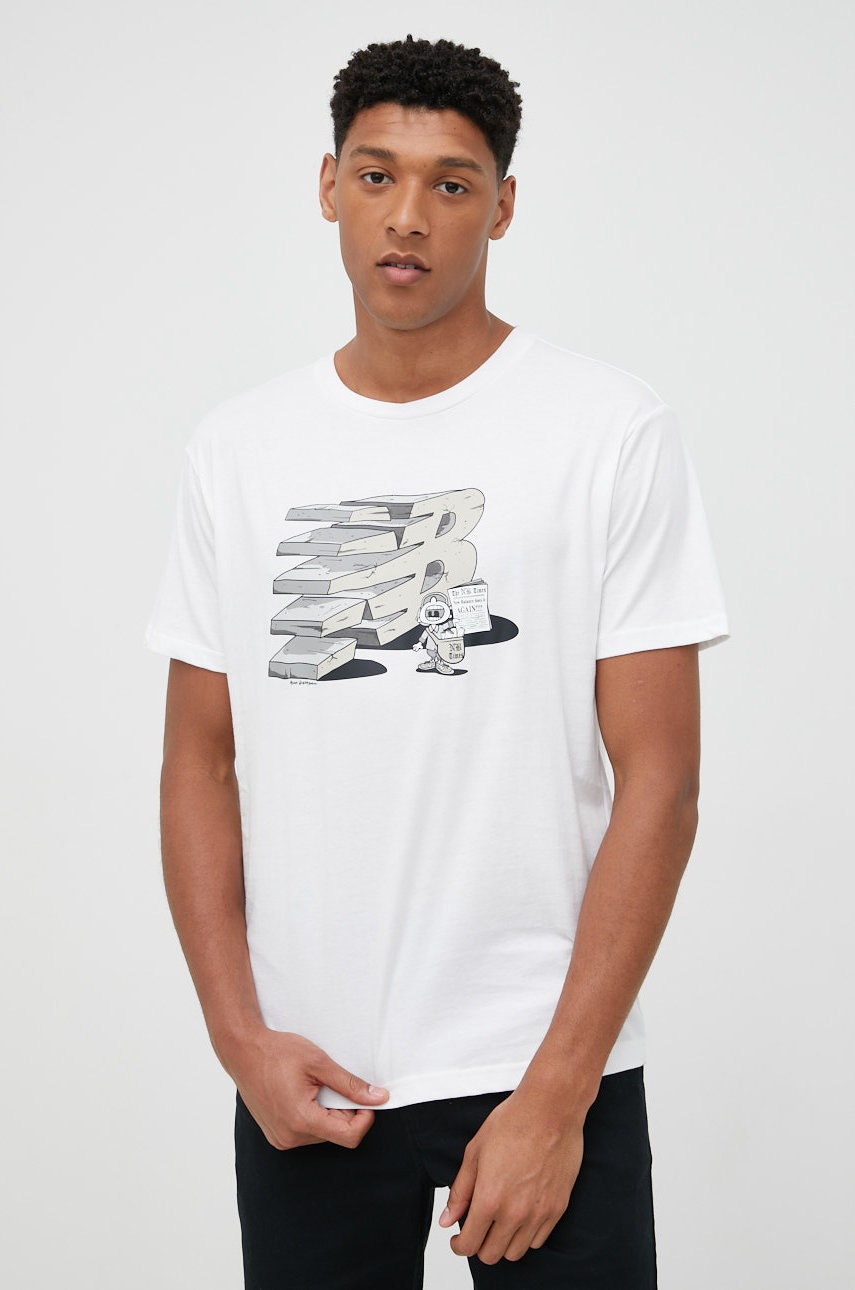 

Памучна тениска New Balance в бяло с принт, Бял