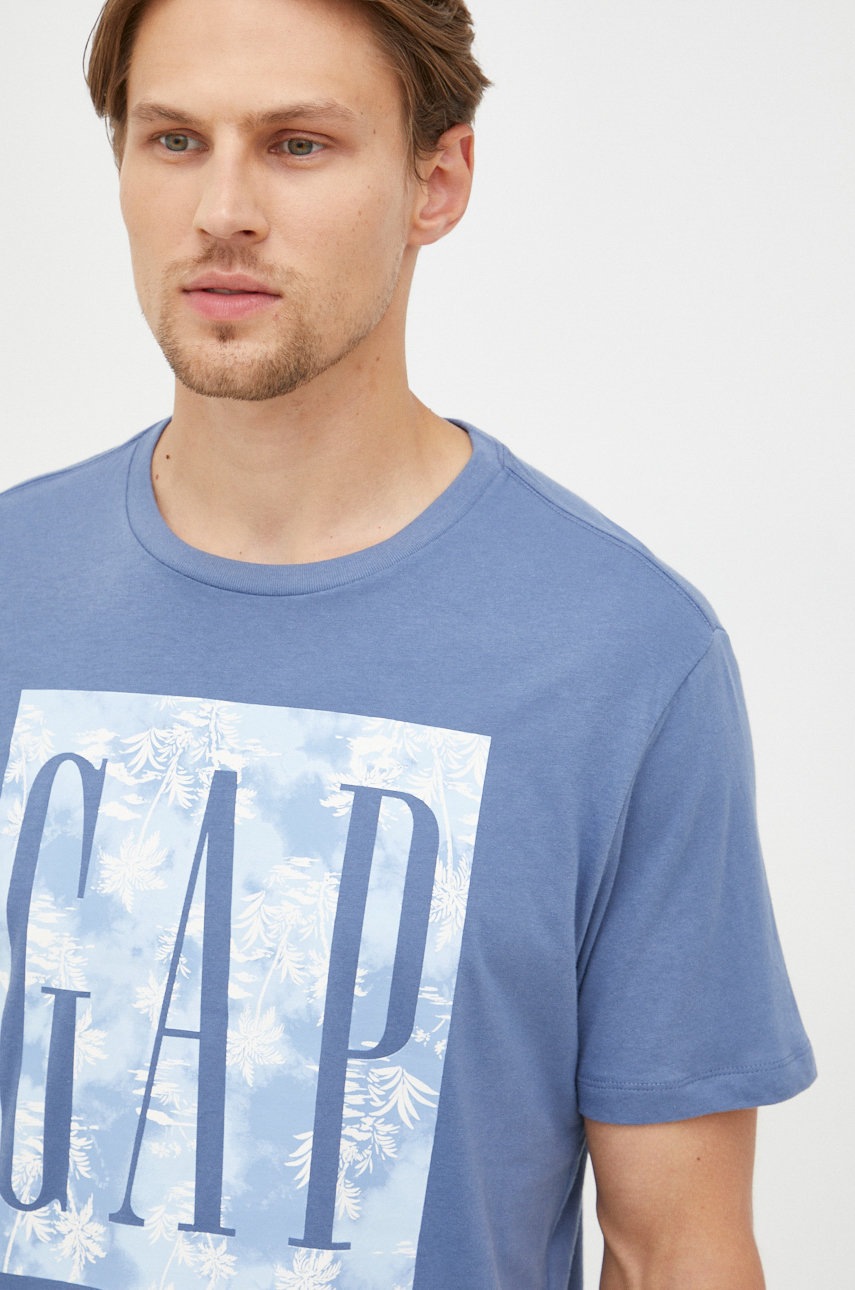 

Памучна тениска GAP с принт, Син