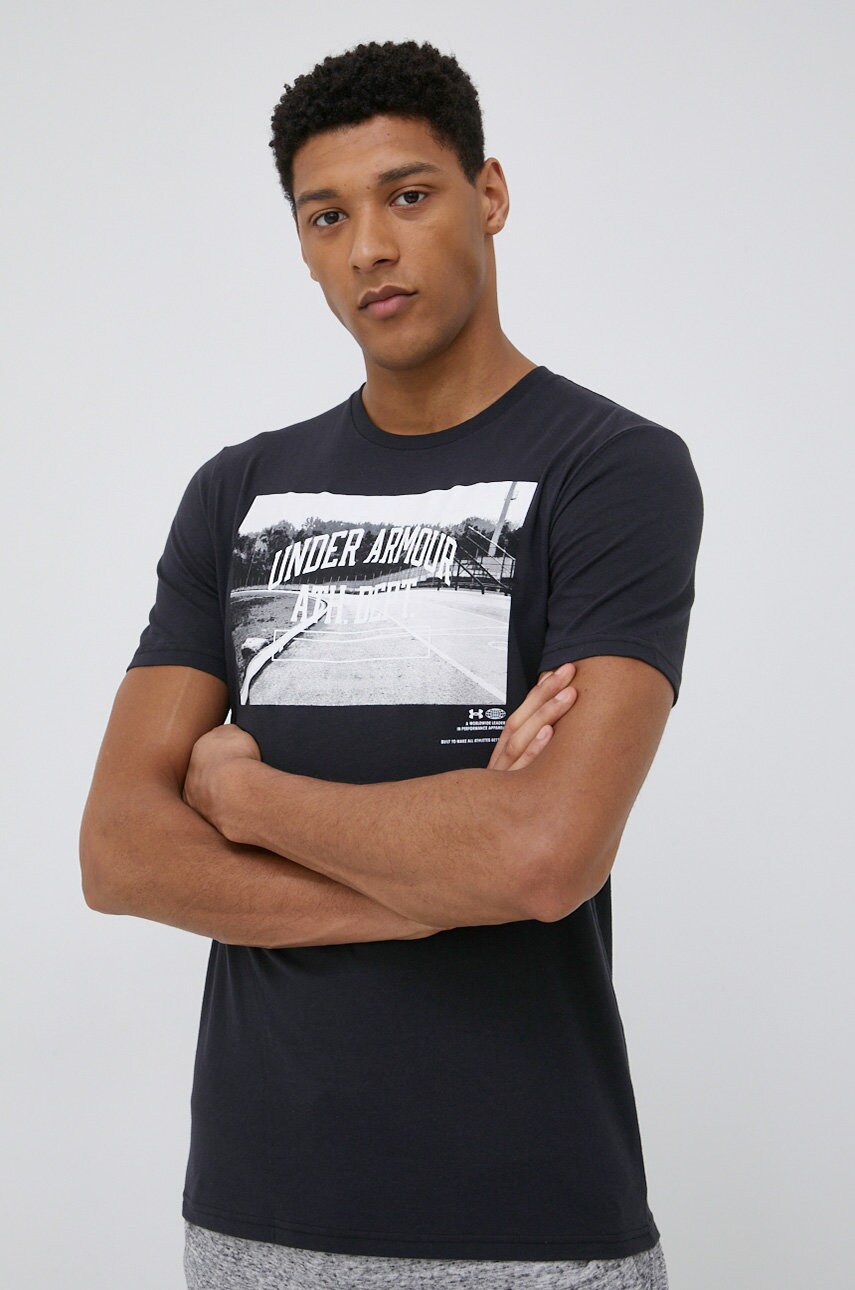Under armour tricou 1370514 barbati, culoarea negru, cu imprimeu