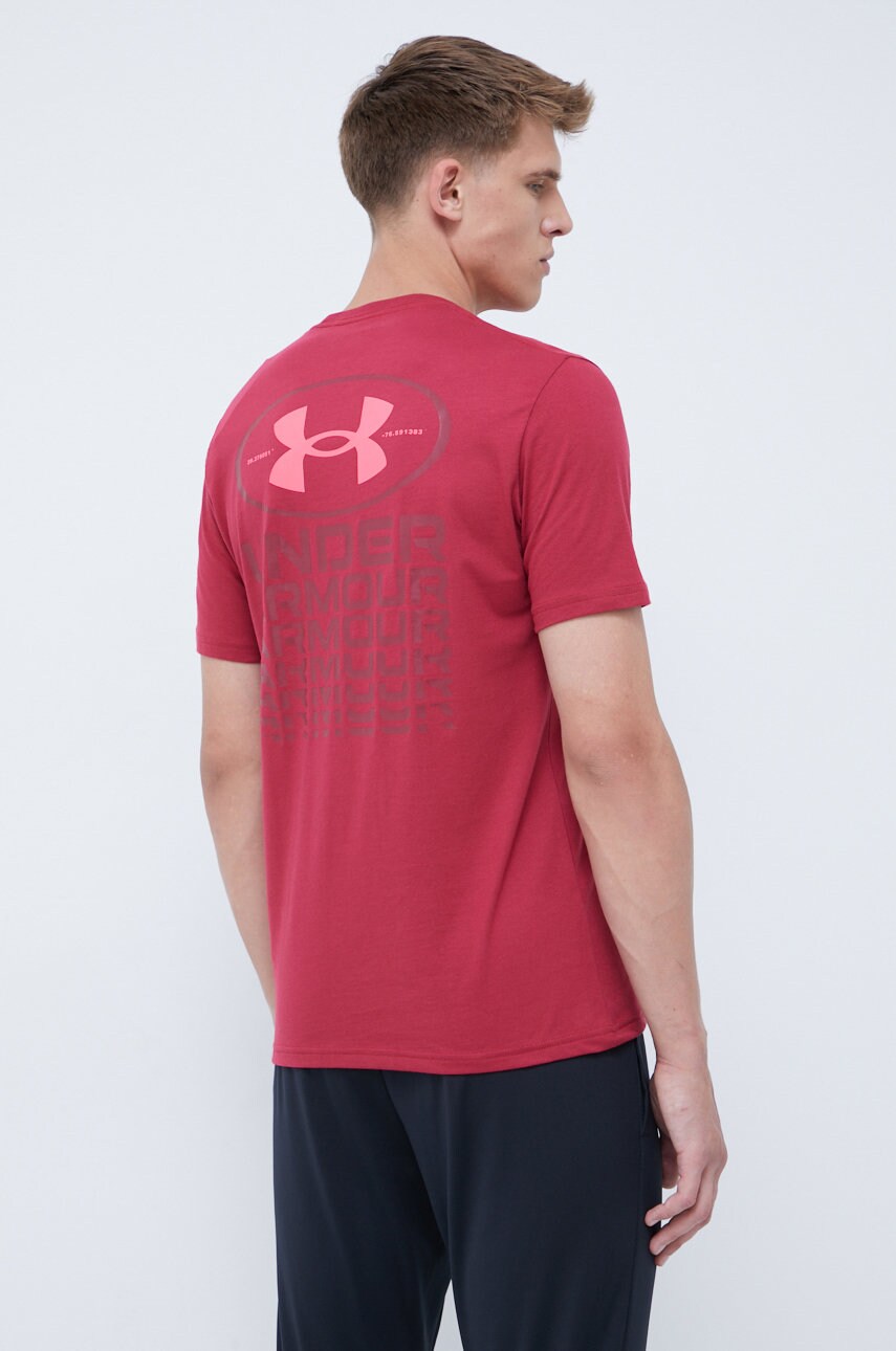 Under armour tricou de antrenament armour repeat 1371264 culoarea bordo, cu imprimeu