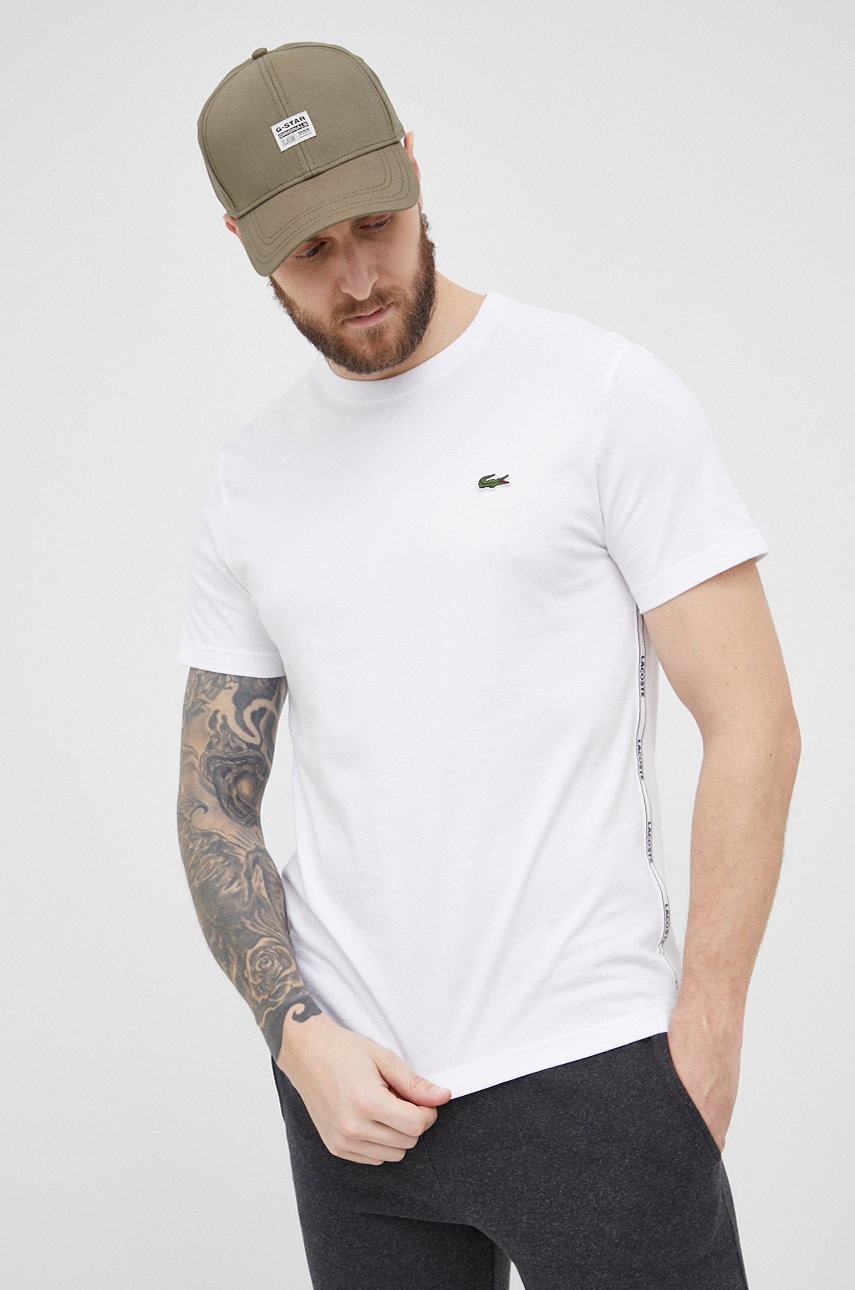 

Памучна тениска Lacoste в бяло с изчистен дизайн, Бял