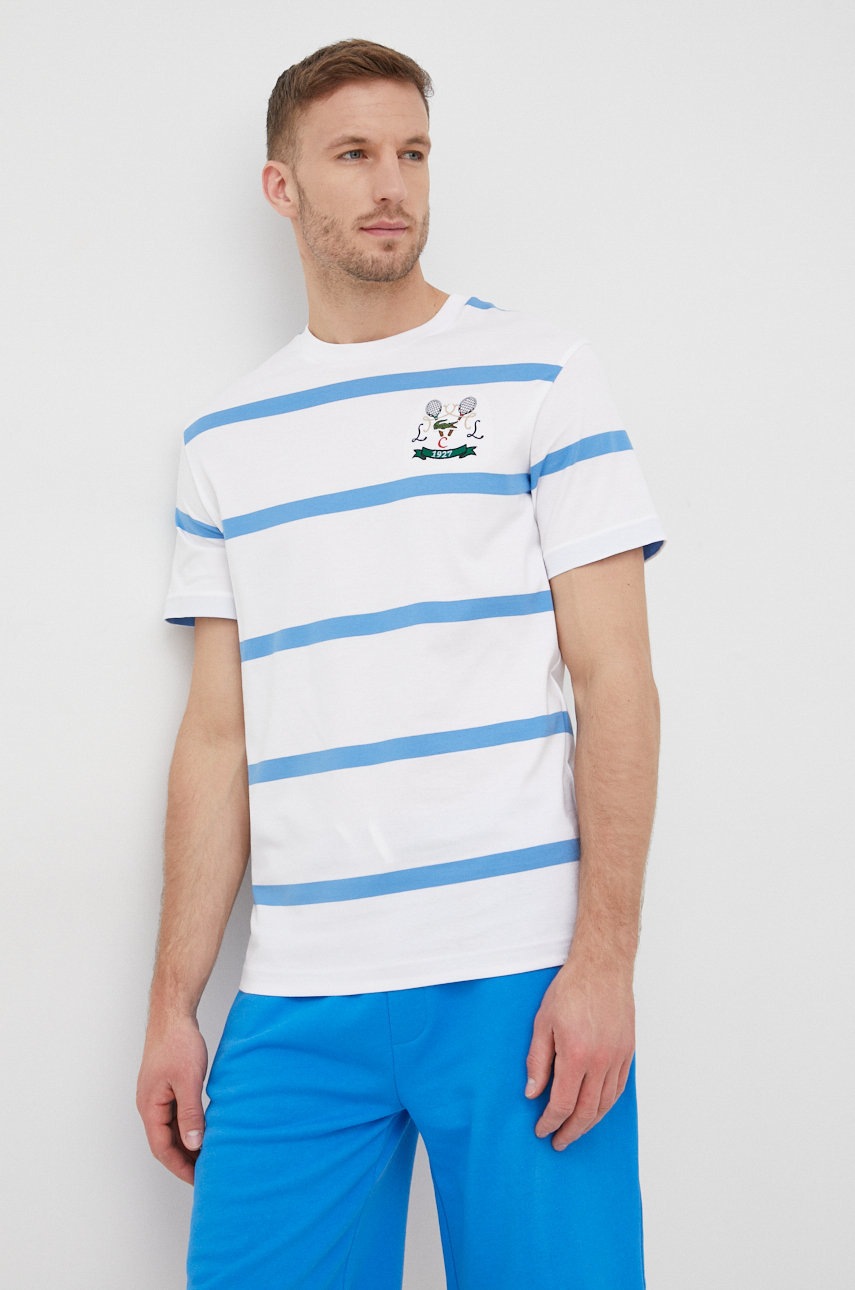 

Памучна тениска Lacoste в бяло с апликация, Бял