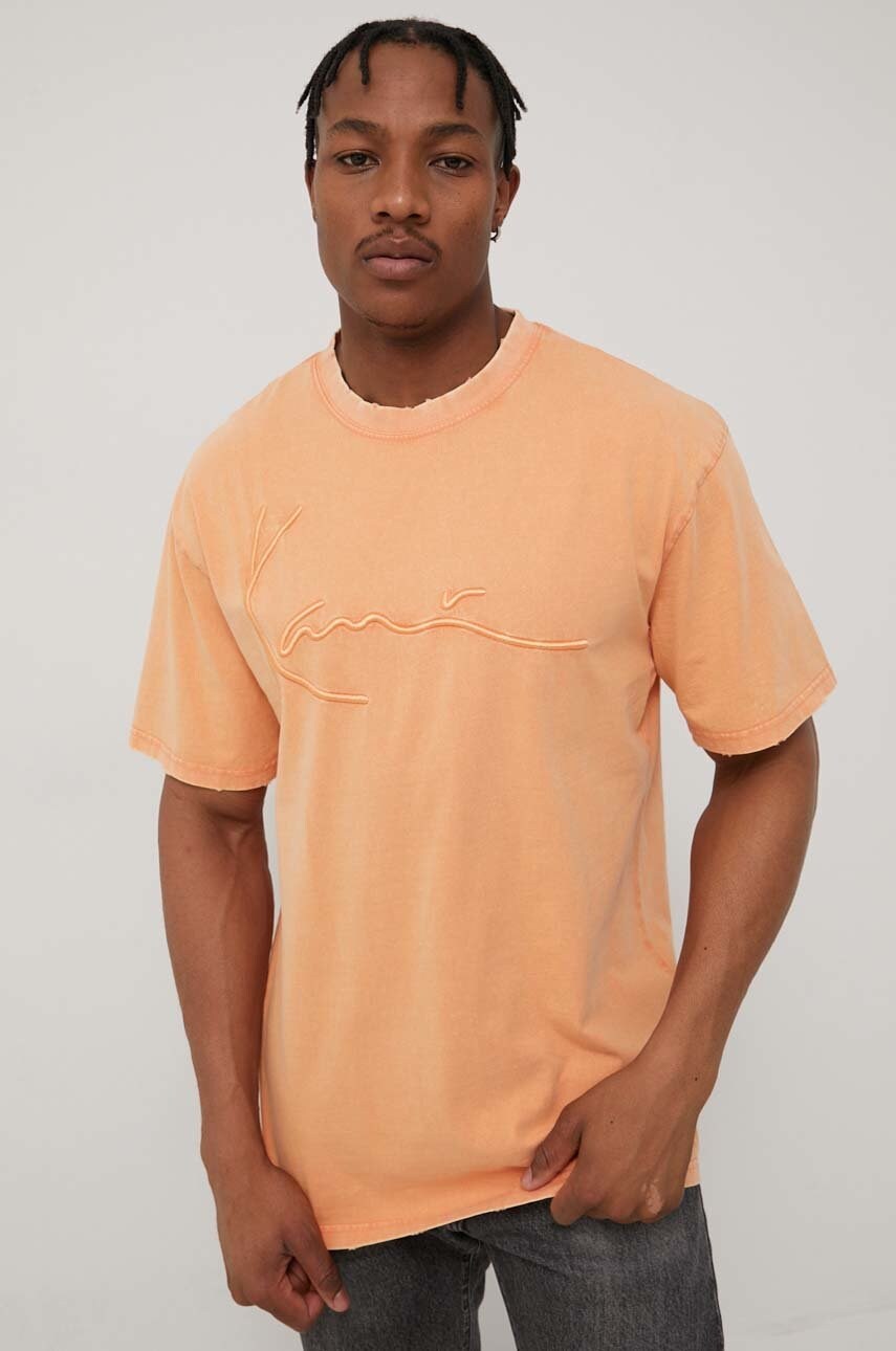 Karl kani tricou din bumbac culoarea portocaliu, cu imprimeu