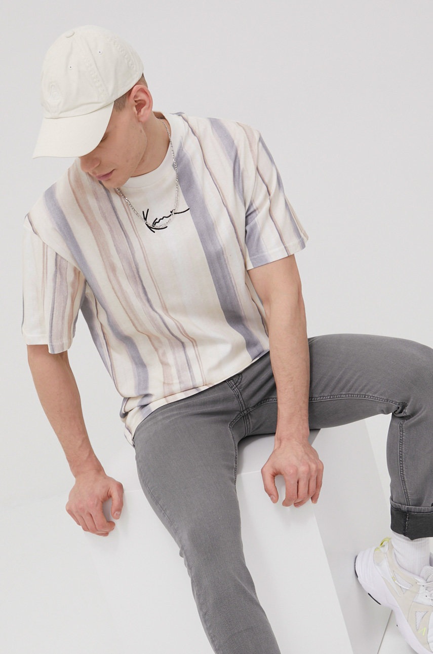 Karl kani tricou din bumbac culoarea bej, modelator